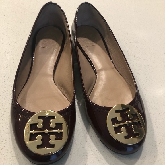 Burgundy Tory Burch Flats - Size 8 1/2 - Picture 1 of 6